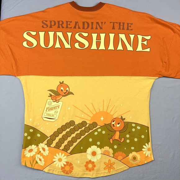Disney Spirit Jersey Shirt Mens Extra Large Orange Bird Sunshine Flower Parks XL - Picture 1 of 15